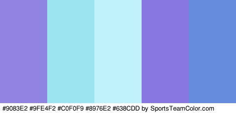 #9083E2 #9FE4F2 #C0F0F9 #8976E2 #638CDD Colors