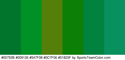 #00752B #009126 #547F08 #0C7F06 #01823F #08915F Colors