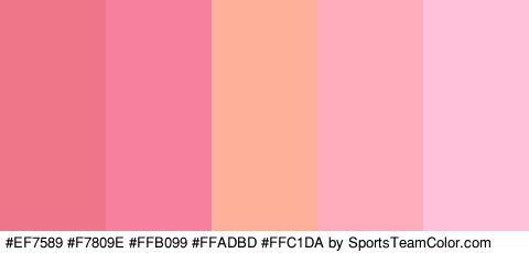 #EF7589 #F7809E #FFB099 #FFADBD #FFC1DA Colors