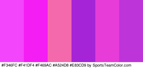 #F346FC #F41DF4 #F469AC #A524D8 #E83CD9 #BD34D8 Colors