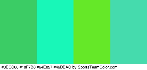 #3BCC66 #18F7B8 #64E827 #46DBAC Colors