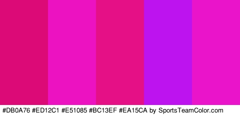 #DB0A76 #ED12C1 #E51085 #BC13EF #EA15CA Colors