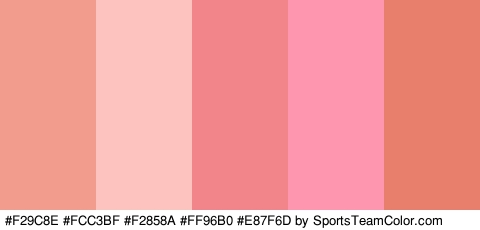 #F29C8E #FCC3BF #F2858A #FF96B0 #E87F6D Colors