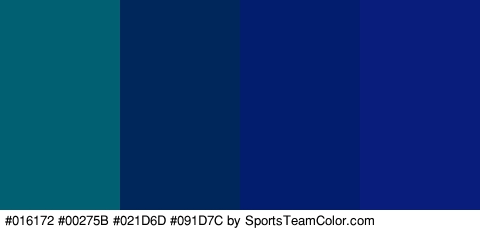 #016172 #00275B #021D6D #091D7C Colors