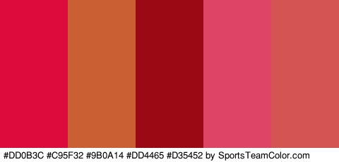 #DD0B3C #C95F32 #9B0A14 #DD4465 #D35452 Colors