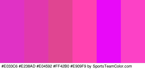 #E033C6 #E238AD #E04592 #FF42B0 #E909F9 #FC41C7 Colors