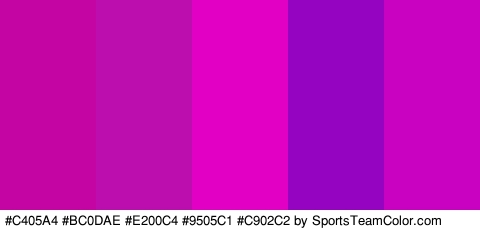 #C405A4 #BC0DAE #E200C4 #9505C1 #C902C2 Colors