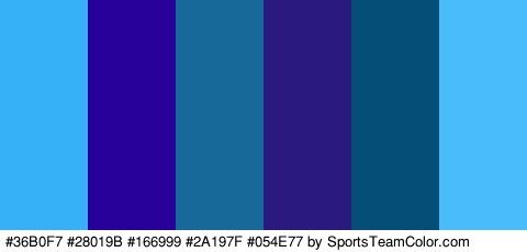 #36B0F7 #28019B #166999 #2A197F #054E77 #49BDFC Colors