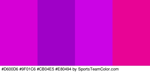 #D600D6 #9F01C6 #CB04E5 #E80494 Colors