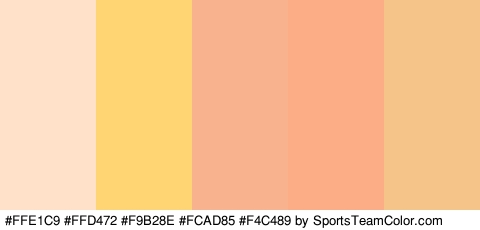 #FFE1C9 #FFD472 #F9B28E #FCAD85 #F4C489 Colors