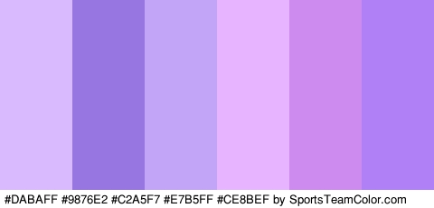 #DABAFF #9876E2 #C2A5F7 #E7B5FF #CE8BEF #B080F7 Colors