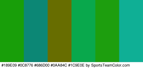 #189E09 #0C8776 #686D00 #0AA84C #1C9E0E #0FAF95 Colors