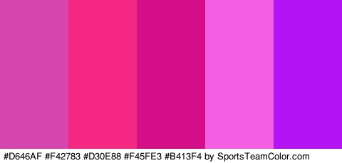 #D646AF #F42783 #D30E88 #F45FE3 #B413F4 Colors