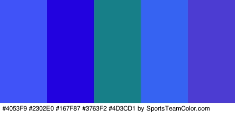 #4053F9 #2302E0 #167F87 #3763F2 #4D3CD1 Colors