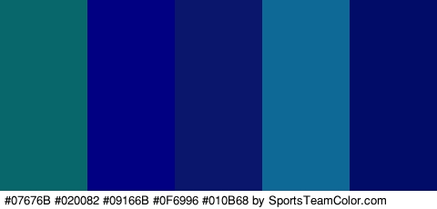 #07676B #020082 #09166B #0F6996 #010B68 Colors