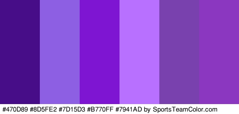 #470D89 #8D5FE2 #7D15D3 #B770FF #7941AD #8B37BF Colors