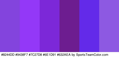 #8244DD #9438F7 #7C27D8 #6E1D91 #632AEA #8D58E2 Colors