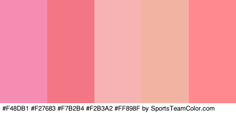 #F48DB1 #F27683 #F7B2B4 #F2B3A2 #FF898F Colors