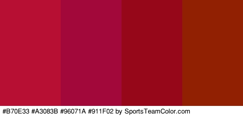 #B70E33 #A3083B #96071A #911F02 Colors