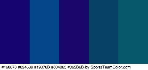 #160670 #024689 #19076B #084063 #065B6B Colors