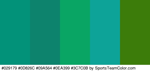 #029179 #0D826C #09A564 #0EA399 #3C7C0B Colors