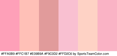 #FFA0B9 #FFC1B7 #E09B9A #F9C0D2 #FFD2C6 #F9B3C4 Colors