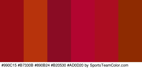 #990C15 #B7330B #890B24 #B20530 #AD0D20 #8E2B01 Colors