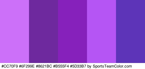 #CC70F9 #6F299E #8621BC #B555F4 #5D33B7 Colors