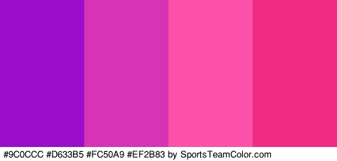 #9C0CCC #D633B5 #FC50A9 #EF2B83 Colors