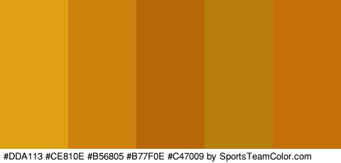 #DDA113 #CE810E #B56805 #B77F0E #C47009 Colors