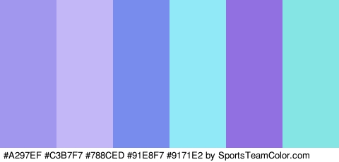 #A297EF #C3B7F7 #788CED #91E8F7 #9171E2 #85E5E5 Colors