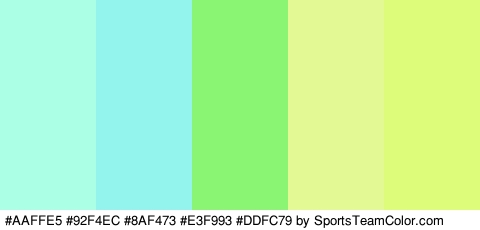 #AAFFE5 #92F4EC #8AF473 #E3F993 #DDFC79 Colors