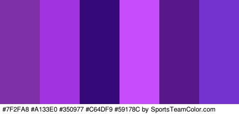 #7F2FA8 #A133E0 #350977 #C64DF9 #59178C #7433CE Colors