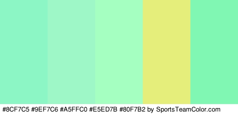 #8CF7C5 #9EF7C6 #A5FFC0 #E5ED7B #80F7B2 Colors