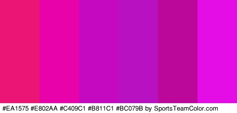 #EA1575 #E802AA #C409C1 #B811C1 #BC079B #E50DE5 Colors