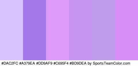 #DAC2FC #A379EA #DD9AF9 #C695F4 #BD9DEA #D78EF9 Colors