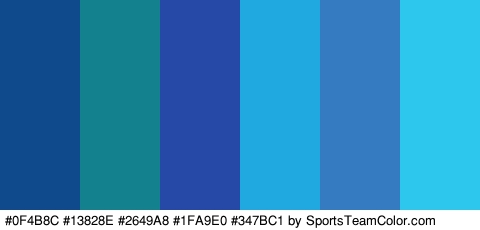 #0F4B8C #13828E #2649A8 #1FA9E0 #347BC1 #2DC6ED Colors