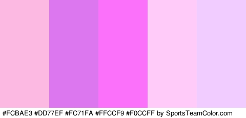 #FCBAE3 #DD77EF #FC71FA #FFCCF9 #F0CCFF Colors