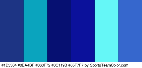 #1D3384 #0BA4BF #060F72 #0C119B #65F7F7 #3567CC Colors