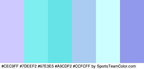 #CEC9FF #7DEEF2 #67E3E5 #A9CDF2 #CCFCFF #8F98EA Colors