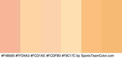 #F4B695 #FFD4A3 #FCD1AE #FCDFB0 #F9C17C #F4BA73 Colors