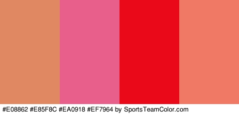 #E08862 #E85F8C #EA0918 #EF7964 Colors