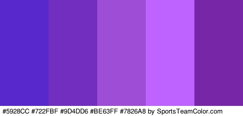 #5928CC #722FBF #9D4DD6 #BE63FF #7826A8 Colors