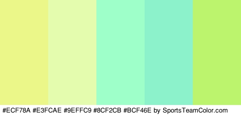 #ECF78A #E3FCAE #9EFFC9 #8CF2CB #BCF46E Colors