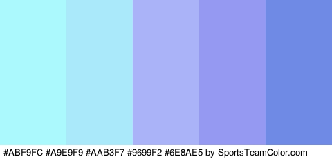 #ABF9FC #A9E9F9 #AAB3F7 #9699F2 #6E8AE5 Colors