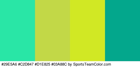 #29E5A6 #C2D847 #D1E825 #03A88C Colors