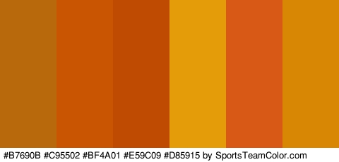 #B7690B #C95502 #BF4A01 #E59C09 #D85915 #D88704 Colors