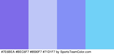 #7E6BEA #BEC6F7 #8590F7 #71D1F7 Colors