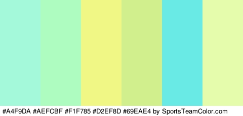 #A4F9DA #AEFCBF #F1F785 #D2EF8D #69EAE4 #E4FCAB Colors