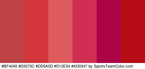 #BF4245 #D3373C #DD5A5D #D12E54 #AD0347 #B50C15 Colors